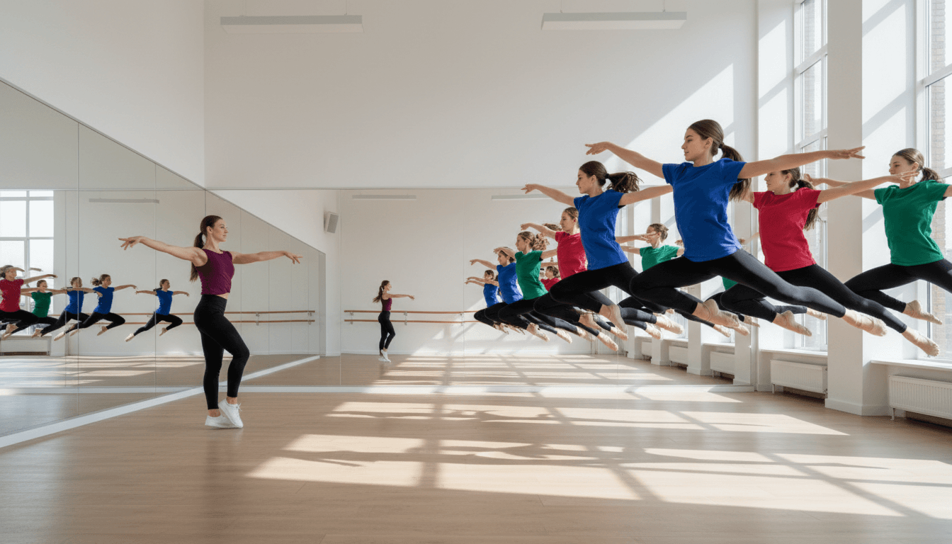 Group tango class with multiple couples dancing together