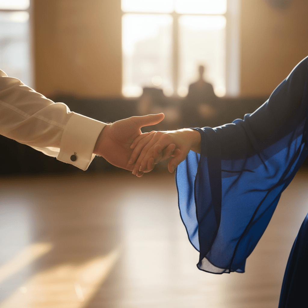 Close-up of proper hand and arm positioning in tango frame